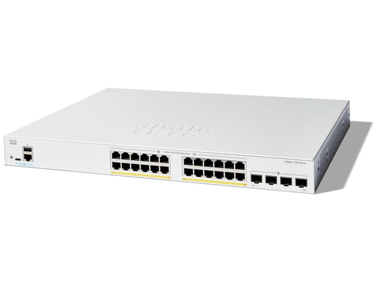 Catalyst 1300 24 ports Ge, PoE complet, 4 ports SFP 1 Gb/s