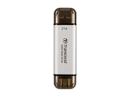 Disque SSD externe Transcend 2 To, ESD310S, USB 10 Gbit/s, Type-C/A, argent