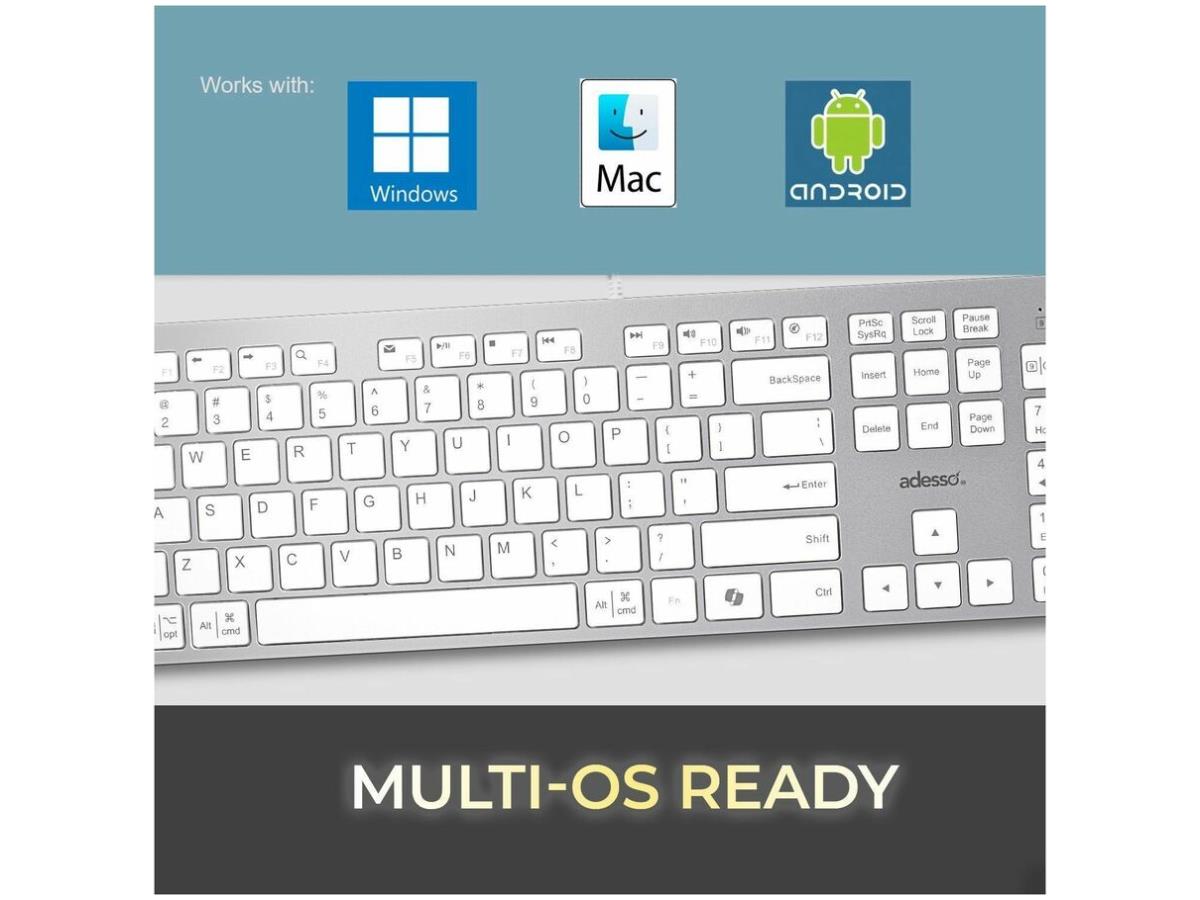 Adesso Multi-Os Scissor Switch Desktop Keyboard (White)