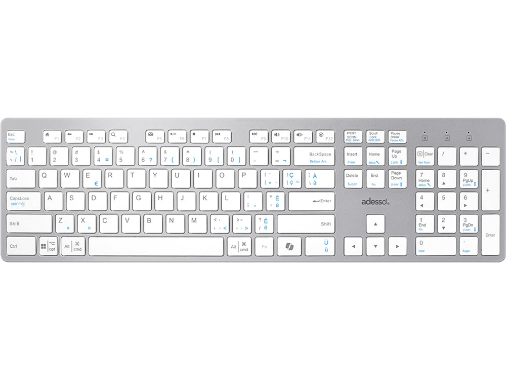 Clavier de bureau Adesso Multi-Os à commutateurs ciseaux (blanc)