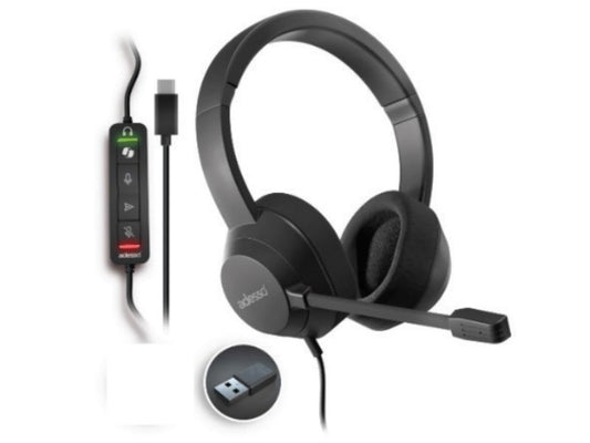 Auriculares Adesso Ai Copilot con micrófono, volumen +/-, silencio y respuesta