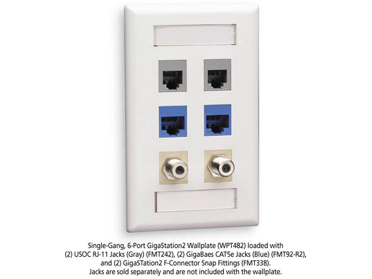 Black Box Corp Tion2 Wallplate, 6-Port Single-Ga Wpt482