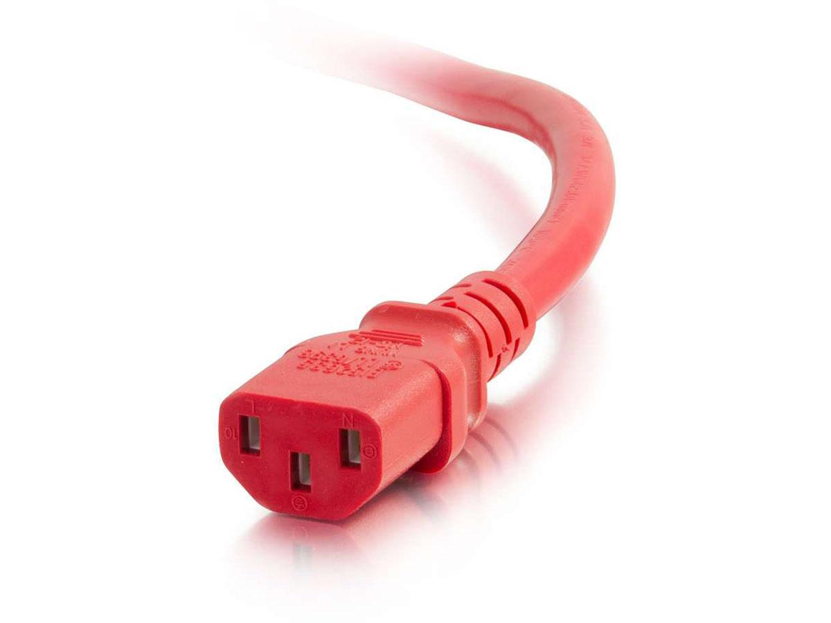 Cordon d'alimentation C2G 1,5 m 18 A (IEC 320C14 vers IEC 320C13) - Rouge - Boîtier d'alimentation