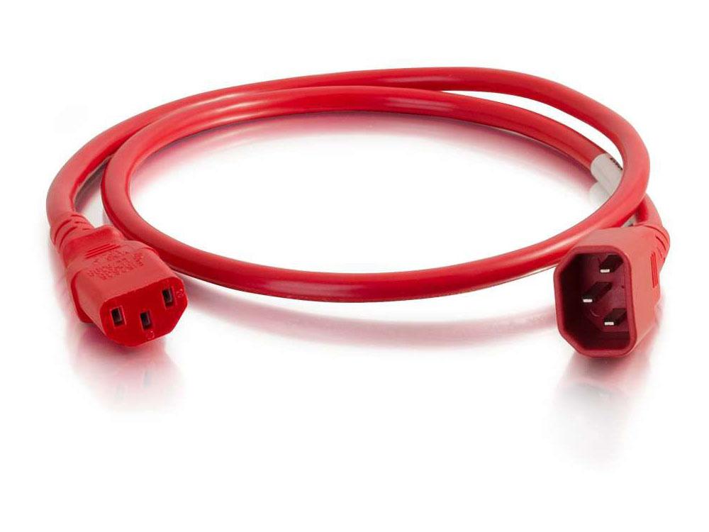Cordon d'alimentation C2G 1,5 m 18 A (IEC 320C14 vers IEC 320C13) - Rouge - Boîtier d'alimentation