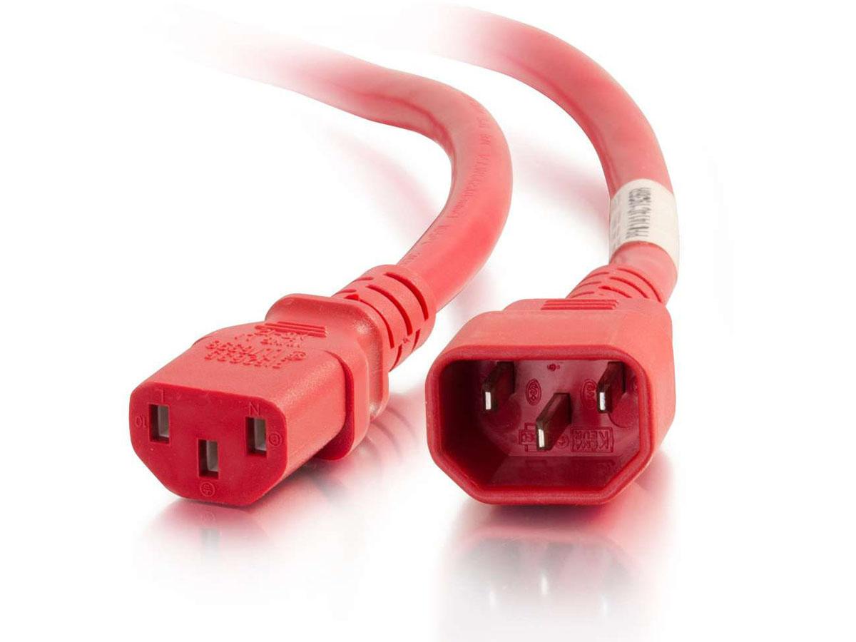 Cordon d'alimentation C2G 1,5 m 18 A (IEC 320C14 vers IEC 320C13) - Rouge - Boîtier d'alimentation