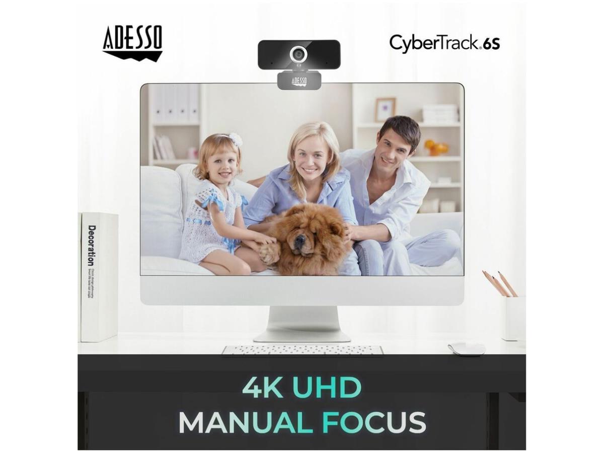 Cámara web Ultra HD 4K (8,0 megapíxeles) con enfoque manual y micrófono incorporado