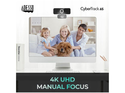 Cámara web Ultra HD 4K (8,0 megapíxeles) con enfoque manual y micrófono incorporado