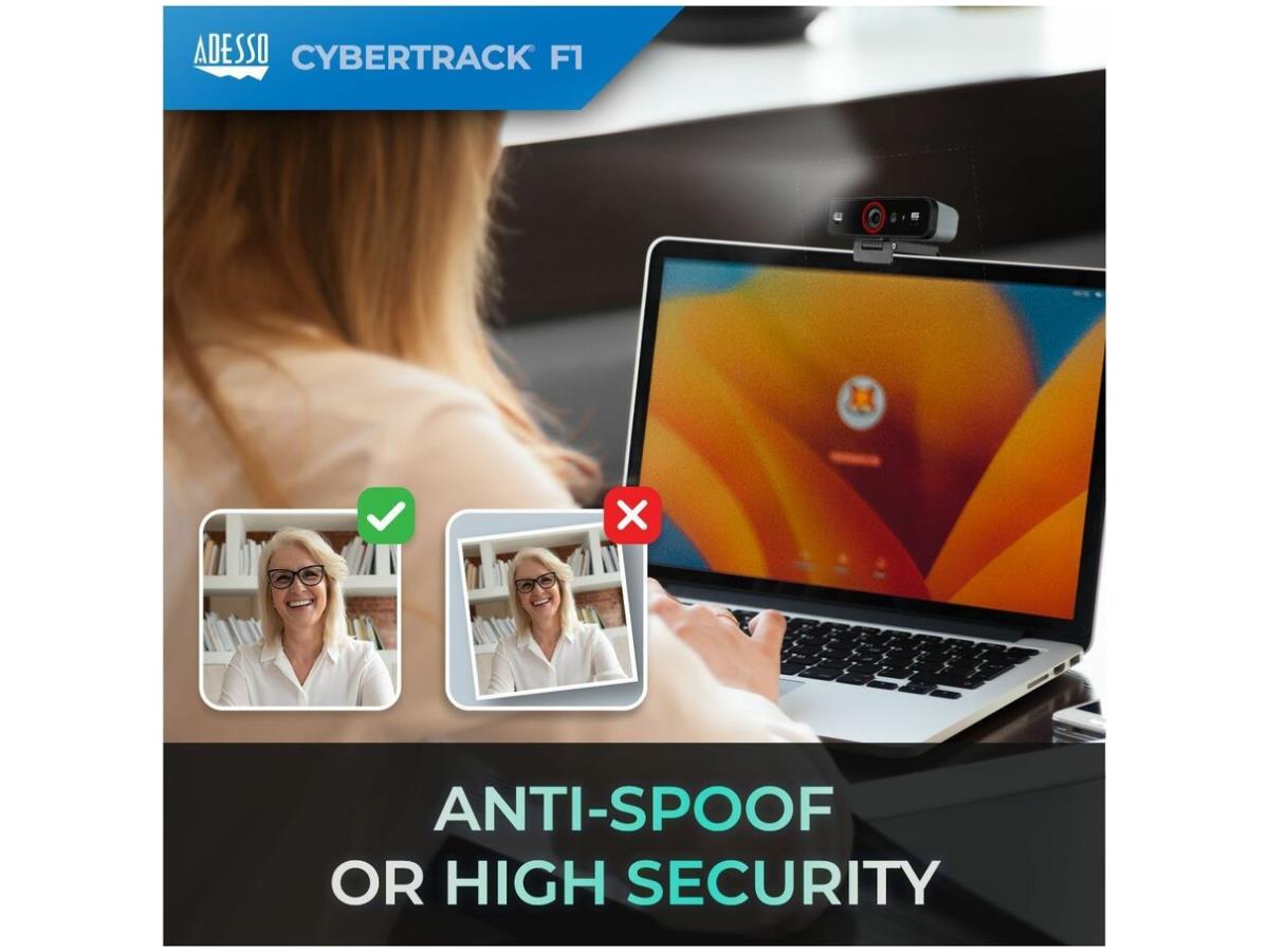 Webcam HD Adesso 1080P avec reconnaissance faciale Windows Hello Build-I