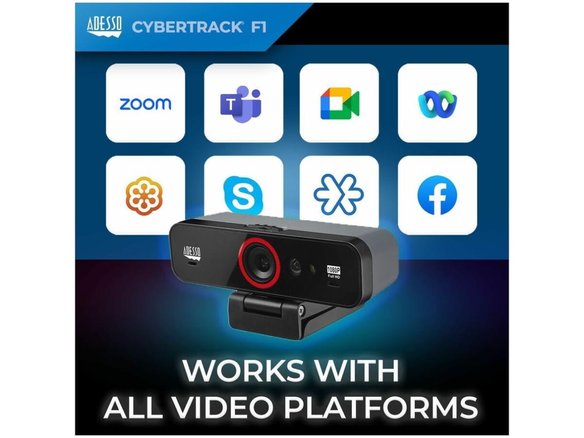 Webcam HD Adesso 1080P avec reconnaissance faciale Windows Hello Build-I