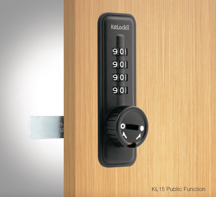 Codelocks KitLock Mechanical Cabinet Combination Lock, Vertical, Public, Black (KL15BKPU)