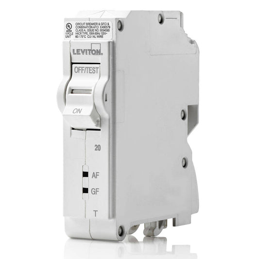 Disyuntor derivado Leviton de 20 A, unipolar, térmico AFCI/GFCI (LB120-DFT)