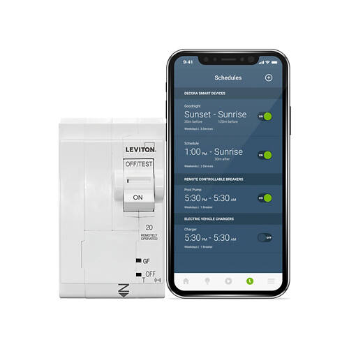 Disyuntor derivado Leviton de 20 A, 2 polos, térmico, GFCI, inteligente, con control remoto, Gen 2 (LB220-GST)