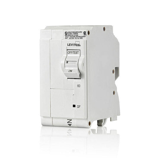 Disjoncteur de dérivation Leviton, GFCI, hydraulique, magnétique, 60 A, bipolaire (LB260-G)