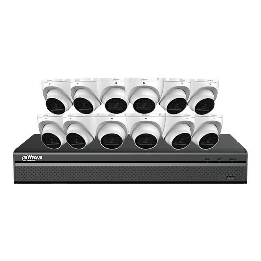 Dahua E-VU IP Kit 16-CH NVR 4TB, 12 x 8MP Turret Cameras (N468L124A)