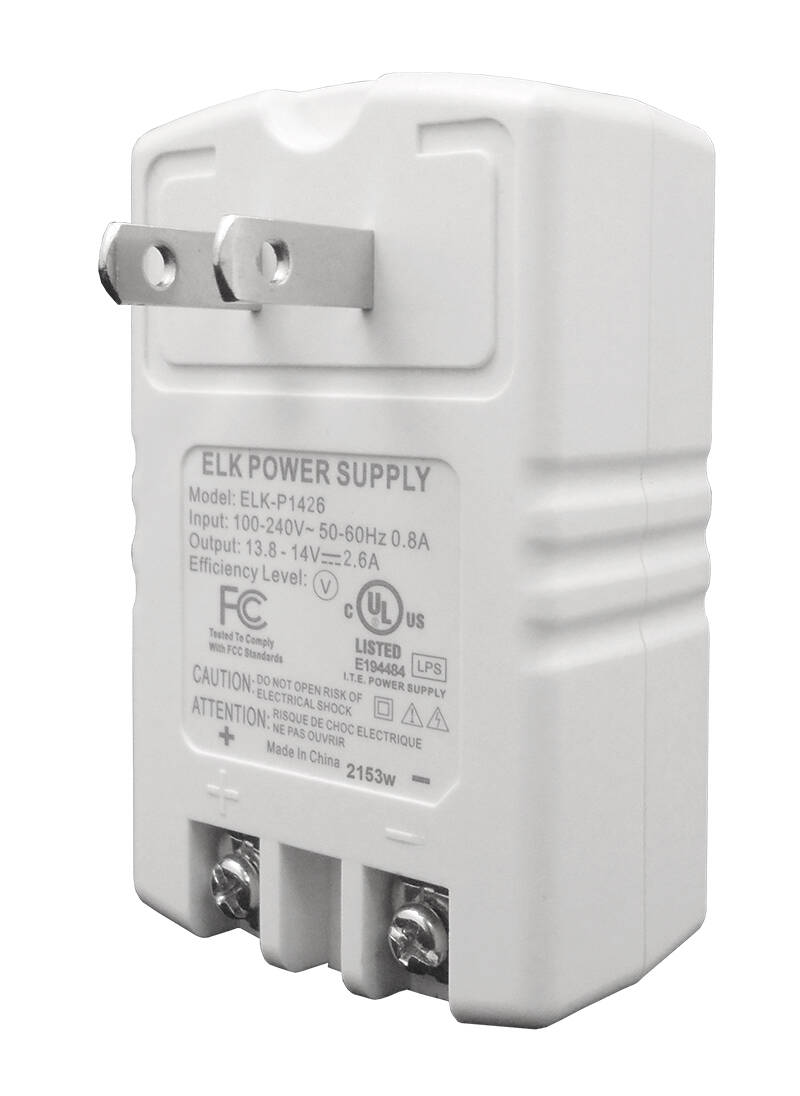 Elk Plug-in Power Supply 14 VDC 2.4A cULus Approved (P1426)