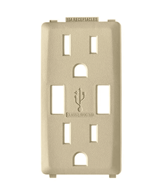 Leviton Renu Face Kit for15A USB/Tamper-Resist, Duplex Receptacle, Cafe Latte (RKAA1-CA)