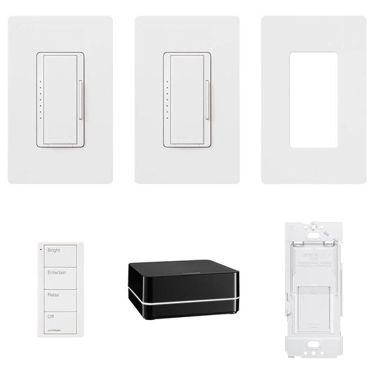Lutron RadioRA2 Select Starter Kit, 2 LED Dimmers, Pico, Repeater (RR-SEL-KIT-1)
