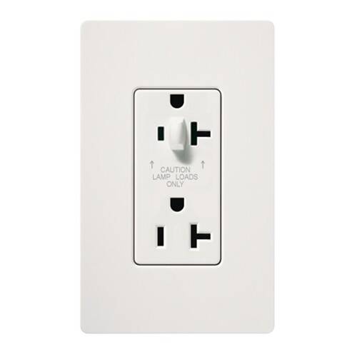 Lutron Claro Tamper Resistant Receptacle 15A, HALFDM, Snow (SCR-15-HDTR-SW-C)