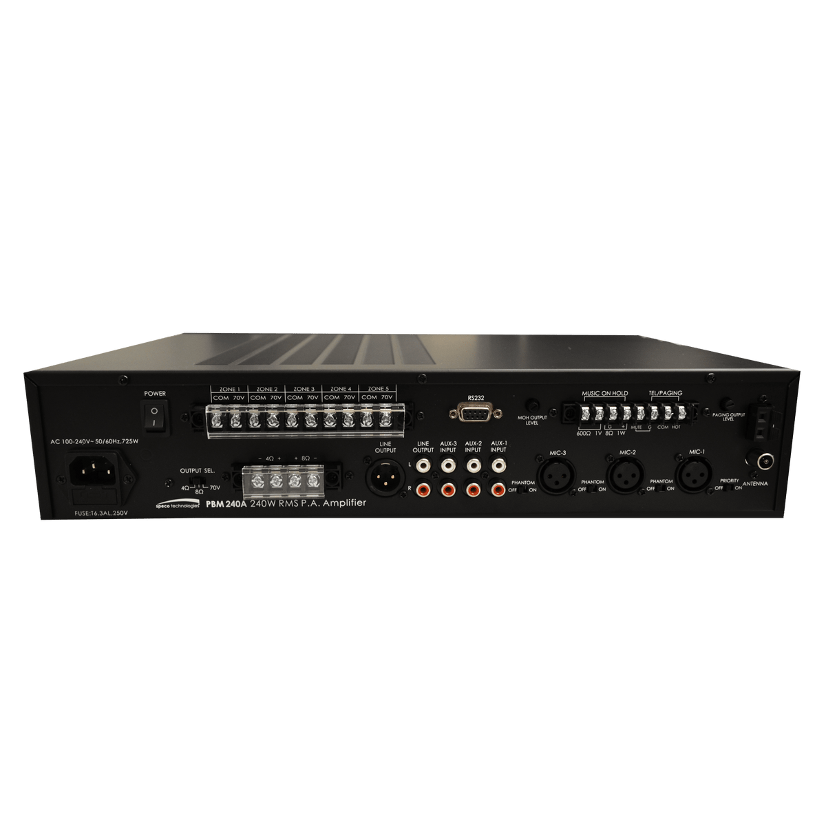 Speco 240W PA Mixer Amplifier with Tuner Module (SPE-PBM240AT)