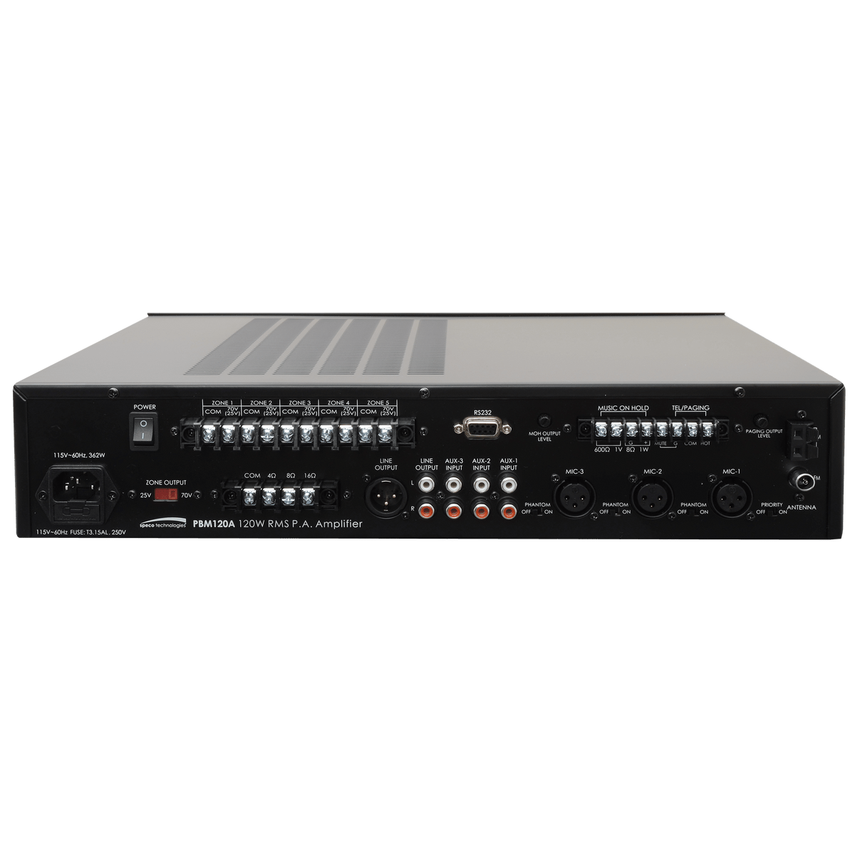Speco 60W PA Mixer Amplifier with USB/Tuner/CD (SPE-PBM60AU)