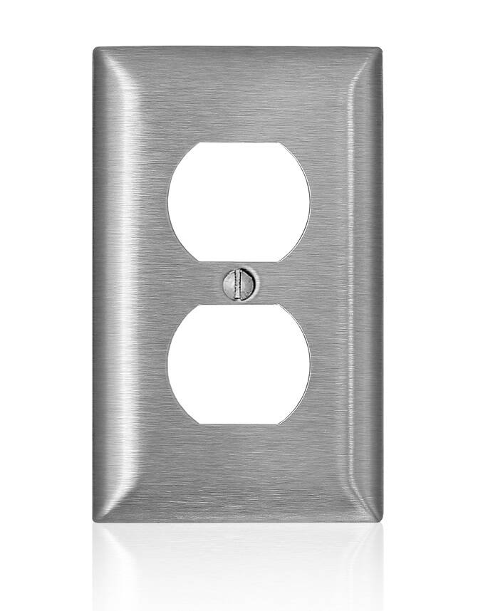 Leviton 1 Gang Non-Magnetic Stainless Steel Duplex Receptacle Wallplate (SS8-40)