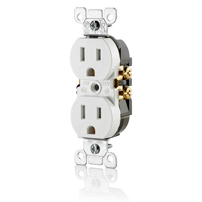 Levition 15 Amp Tamper-Resistant Duplex Outlet/Receptacle, Grounding, White (T5320-W)