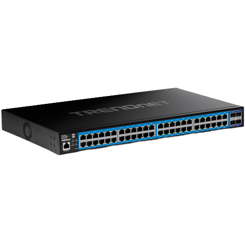 Conmutador web inteligente Gigabit TRENDnet de 52 puertos, 48 ranuras Gigabit y 4 ranuras SFP+ 10G (TEG-3524S)
