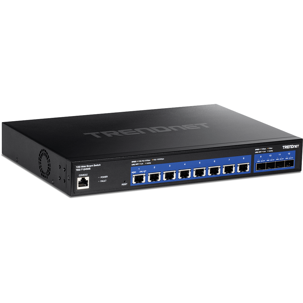 Commutateur Web intelligent TRENDnet 12 ports 10G, 8 ports 10G, 4 emplacements SFP+ (TEG-7124WS)