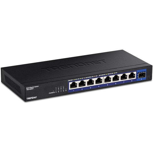 Commutateur non géré TRENDnet 9 ports 2,5G avec port SFP+ 10G, 8 x 2,5G, 1 x 10G SFP+ (TEG-S5091)
