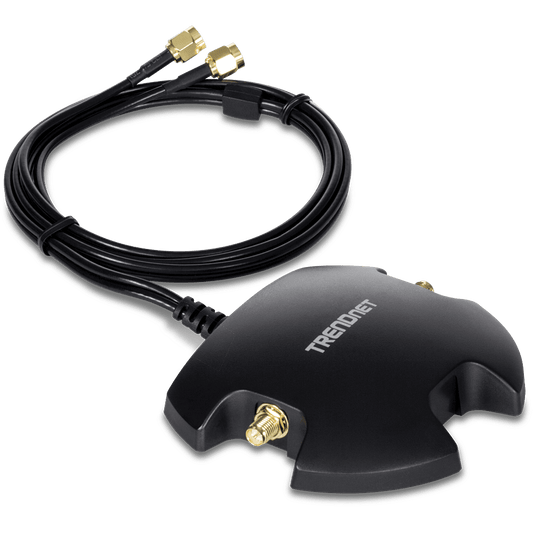 Base de montaje de antena dual magnética TRENDnet RP-SMA hembra con extensión RP-SMA macho CBL (TEW-LB101)