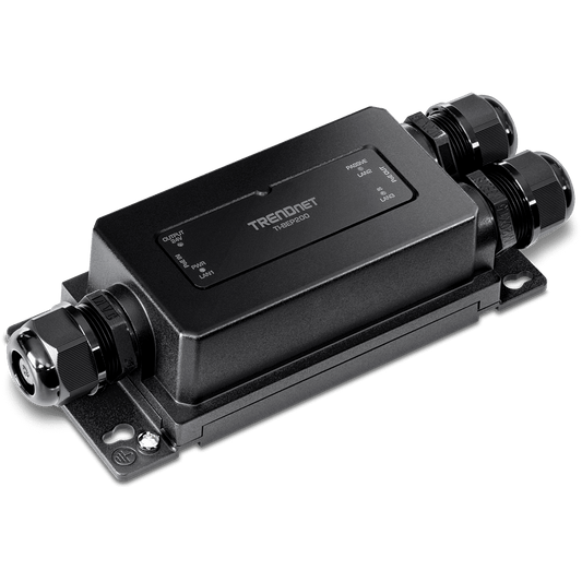 Extensor PoE+ activo/pasivo Gigabit industrial para exteriores de 2 puertos TRENDnet (TI-BEP200)