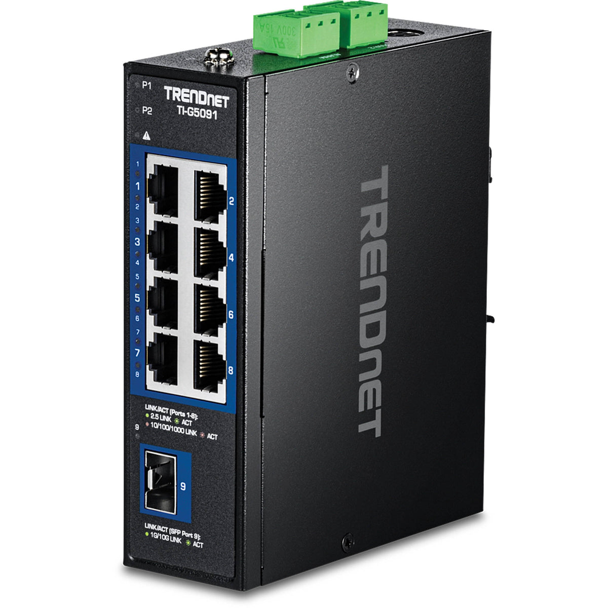 TRENDnet 9 Port Industrial 2.5G DIN-Rail Switch with 10G SFP+ Port (TI-G5091)