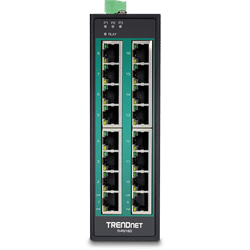 TRENDnet 16 Port Hardened Industrial Gigabit PoE+ DIN Rail Switch (TI-PG160)
