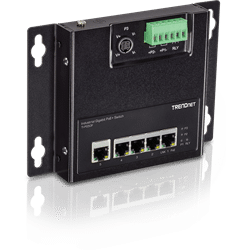 TRENDnet 5 Port Industrial Gigabit PoE+ Wall-Mounted Front Access Switch (TI-PG50F)
