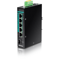 TRENDnet 6 Port hardened Industrial Gigabit PoE+ Layer 2 Managed DIN Rail Switch (TI-PG541I)