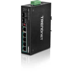 TRENDnet 6 Port hardened Industrial Gigabit PoE+ Switch,5 Gig, 1 sh/1 ded SFP (TI-PG62)