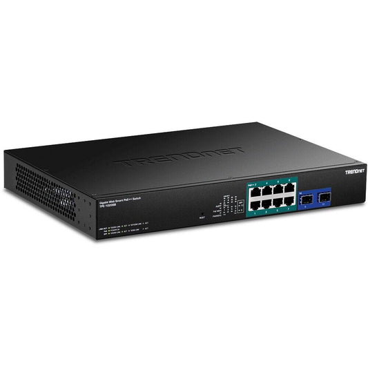 TRENDnet 10-Port Gigabit Web Smart PoE++ Switch, 8 Gigabit PoE++, 2 Gigabit SFP (TPE-1020SB)