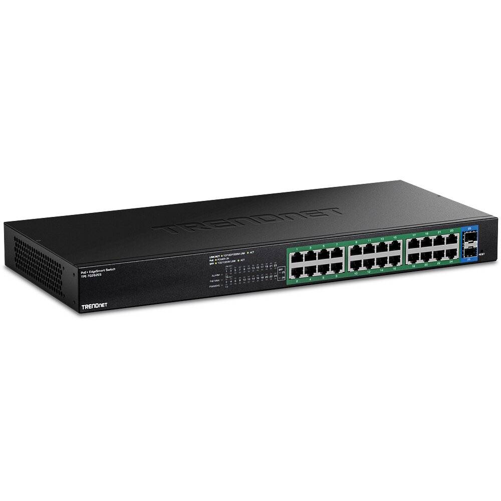 Commutateur Gigabit EdgeSmart PoE+ TRENDnet 26 ports, 24 ports Gigabit PoE+, 2 ports SFP (TPE-TG262ES)