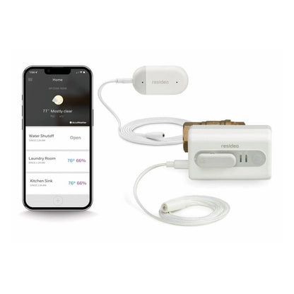 Válvula de cierre de agua Resideo con wifi de 1 pulgada NPT y sensor de fugas de agua con wifi (VWS01Y-1)