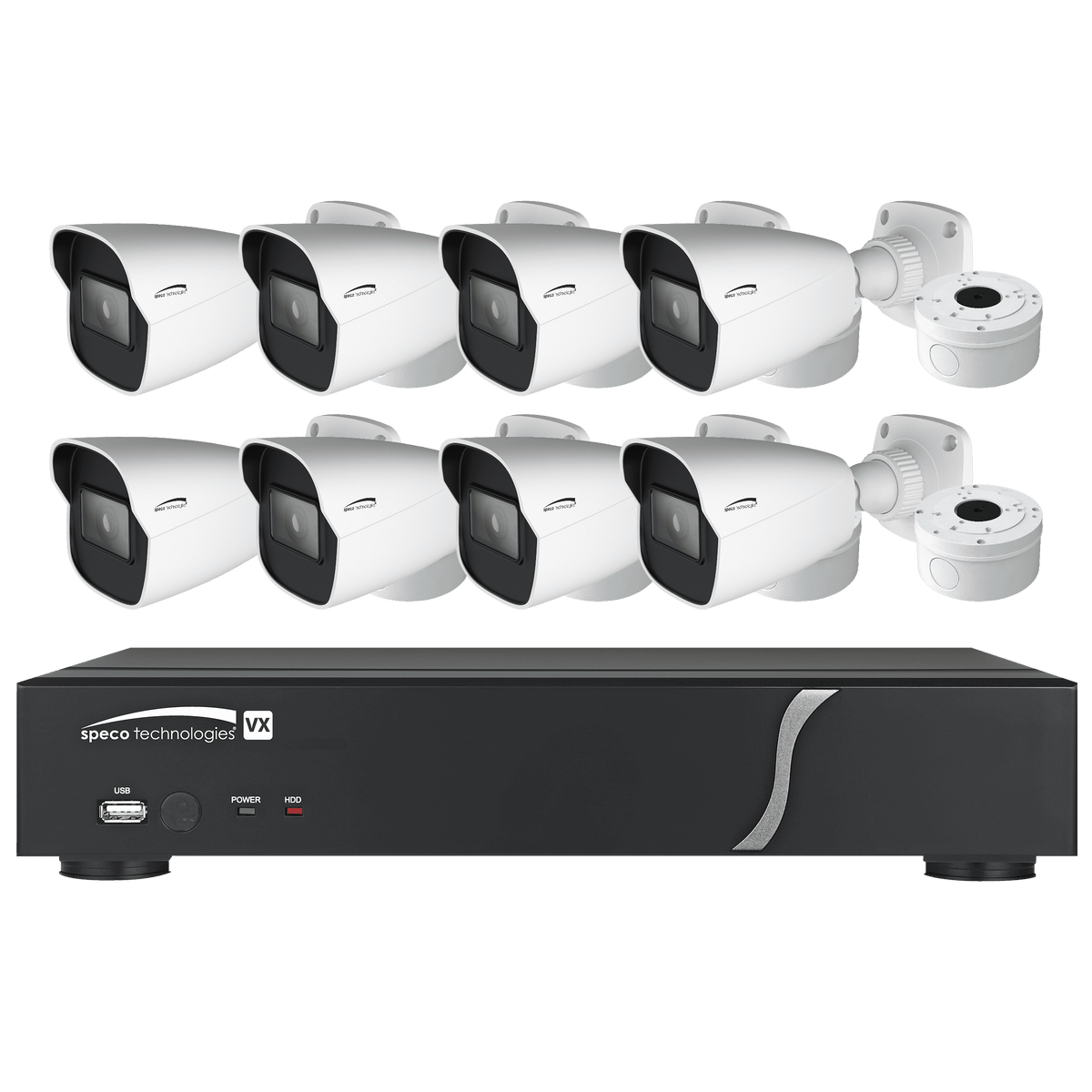 Speco 8CH HDTVI Camera Kit,DVR,1080p,120fps,2TB,8 IR Bullet Cameras 2.8mm,White (SPE-ZIPT88B2)