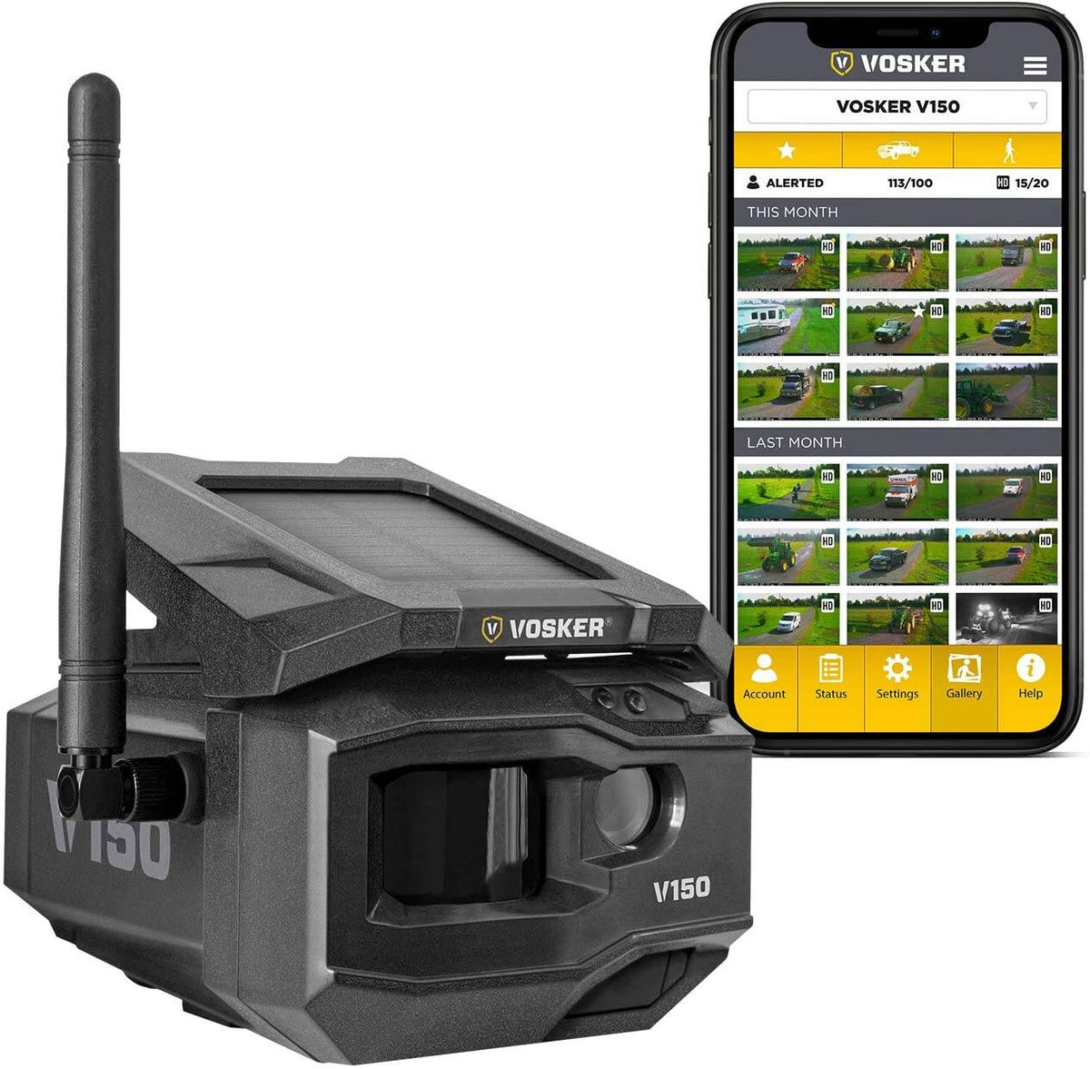 Cámara de seguridad solar Vosker V150 con tecnología celular 4G LTE (V150)